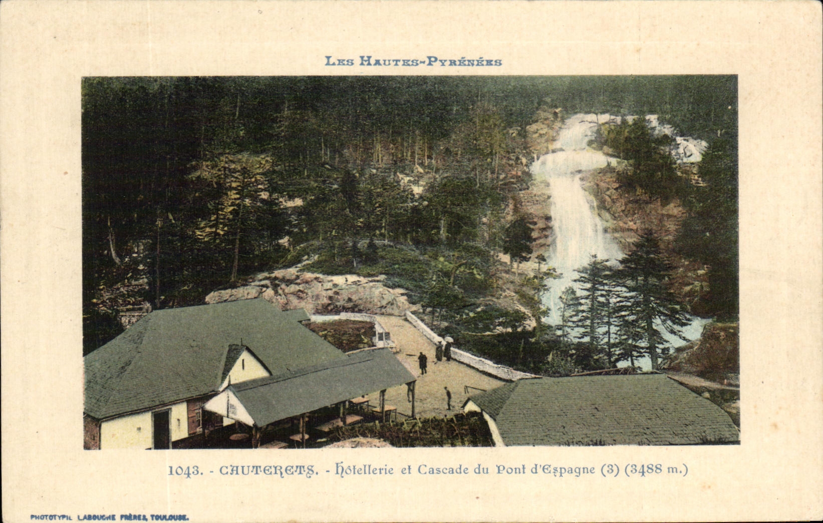 CPA the High Pyrenees Cauterets Hotel trade And Cascade Of the Bridge of Spain