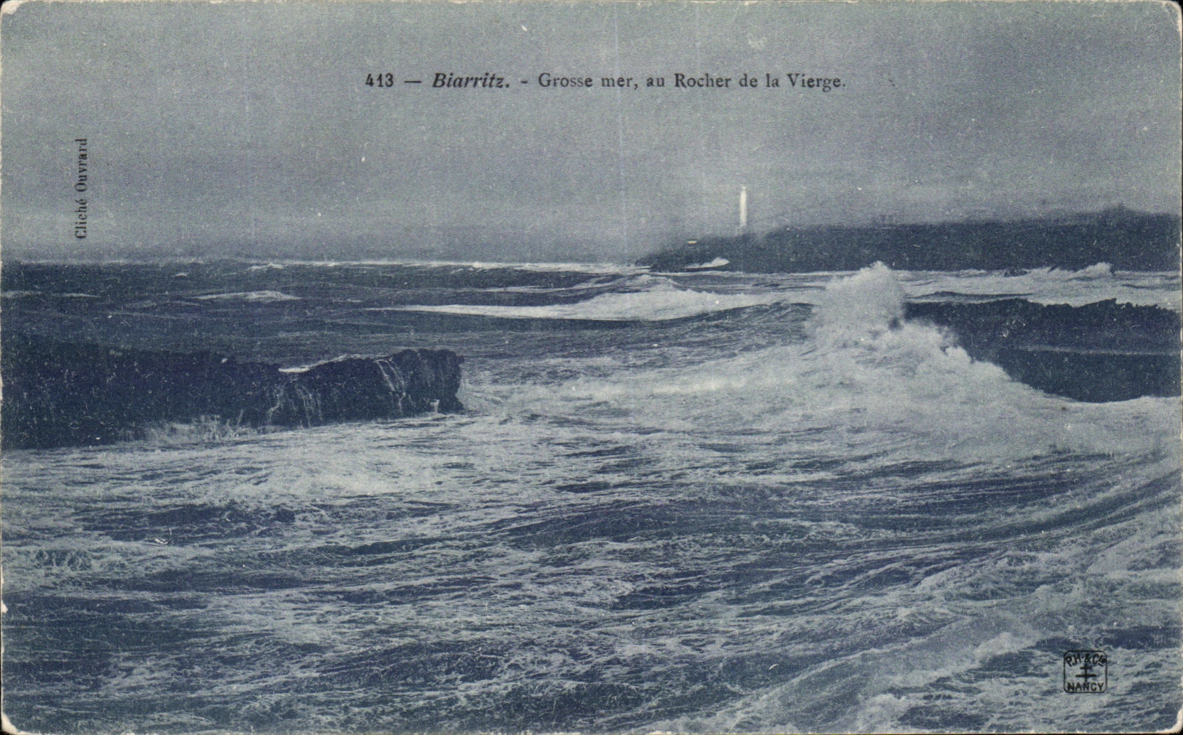 CPA Biarritz Grosse Mer au Rocher de la Vierge