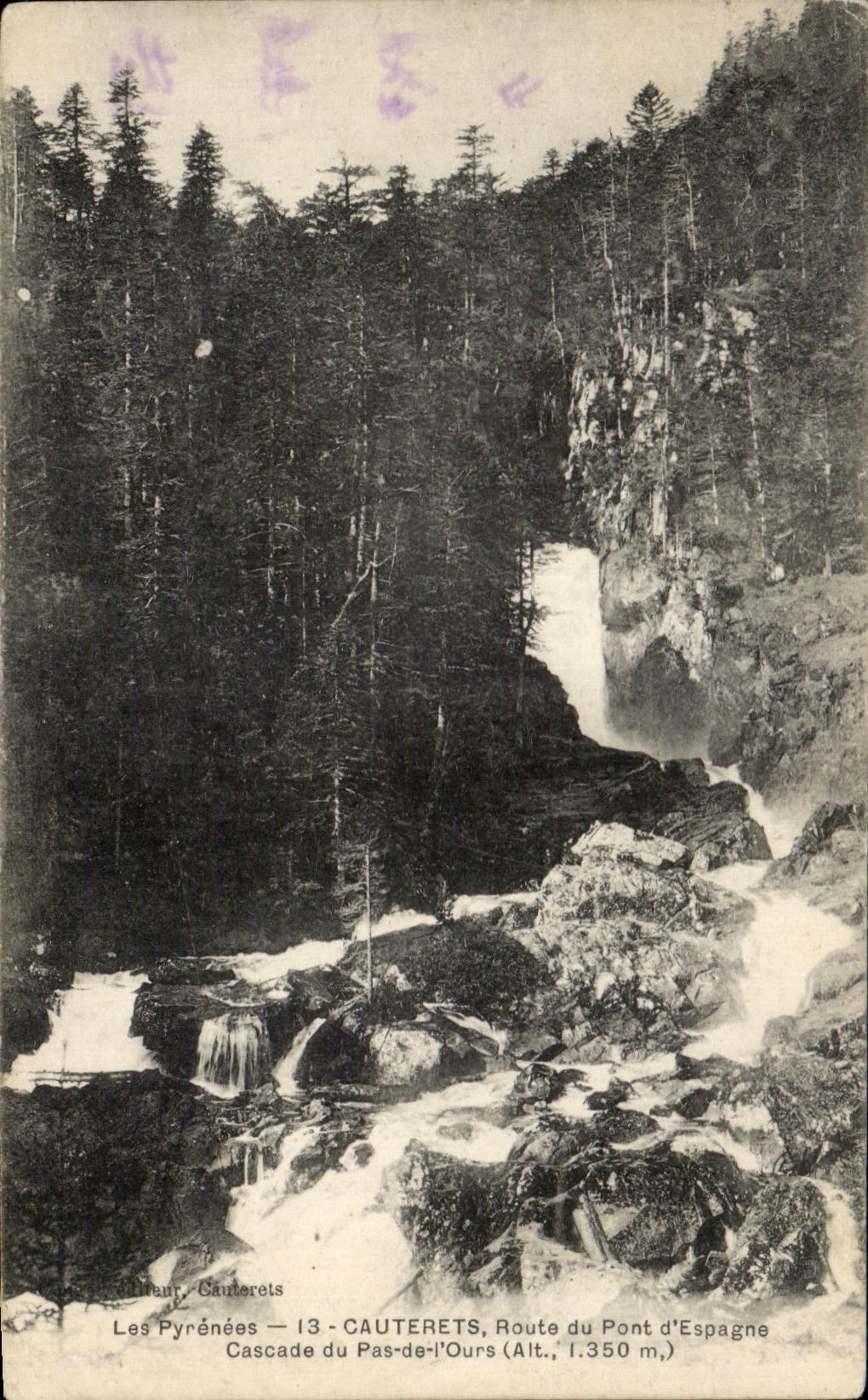 CPA the Pyrenees Cauterets Route of Bridge of Spain Cascades of the Step Bear