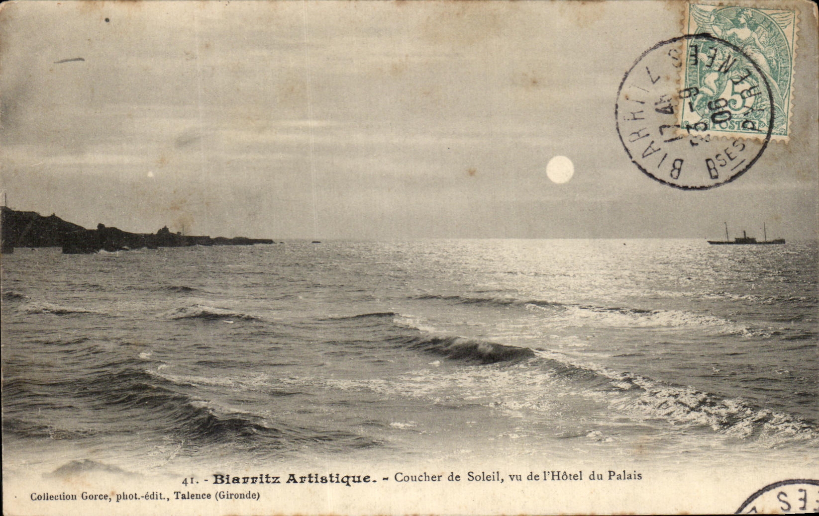 CPA Biarritz Artistique Coucher de Soleil vu de l'Hotel du Palais 