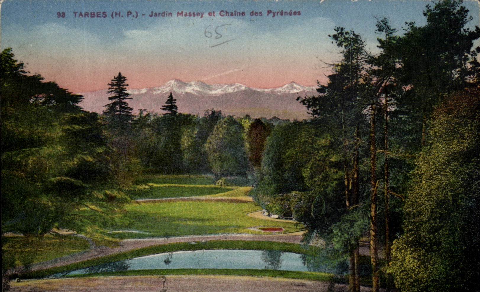 CPA Tarbes Jardin Massey Et Chaine Des Pyrenees