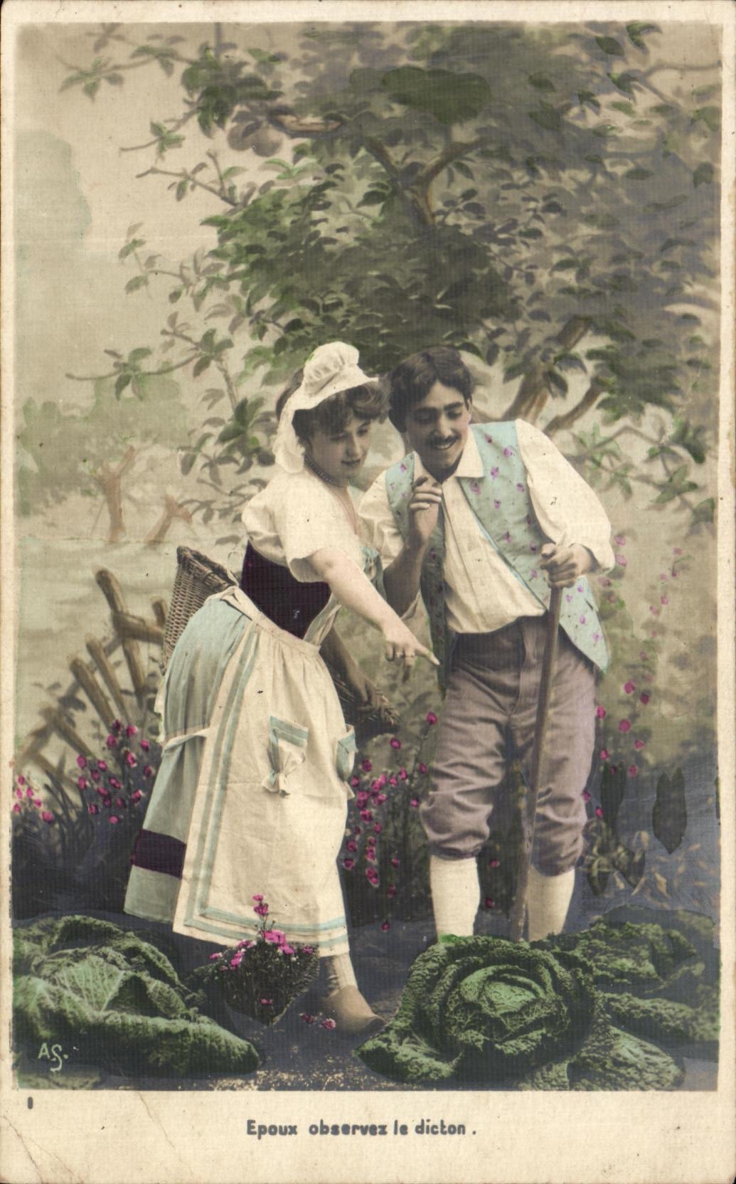 CPA Fantaisie Femme paysans Choux 