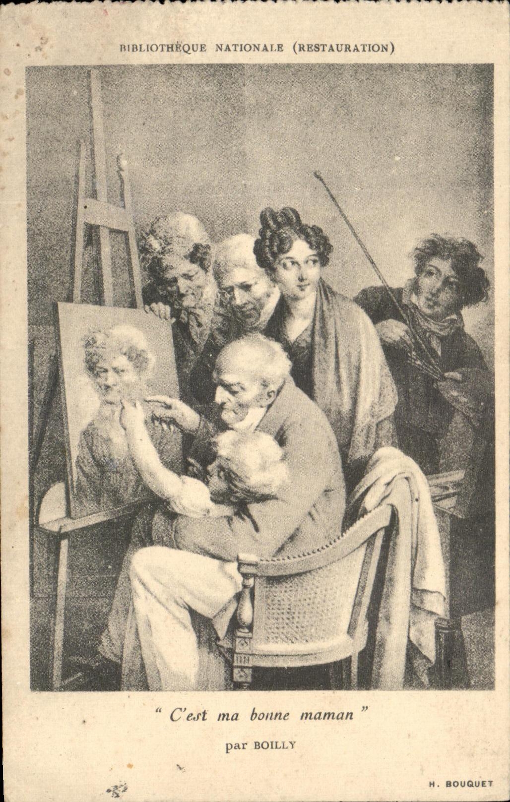 CPA Fantaisie Bibliotheque nationale Restauration Boilly 