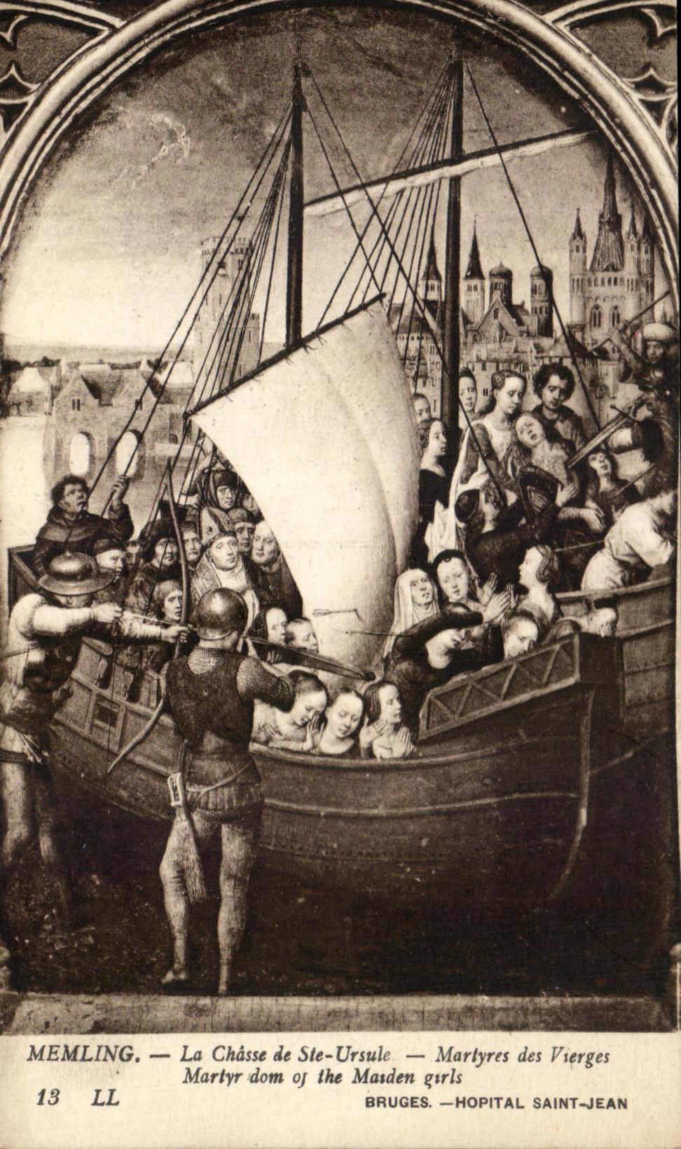 CPA Memling La Chase de Ste Ursule Martyres des Vierges Bruges Hopital Saint Jean 
