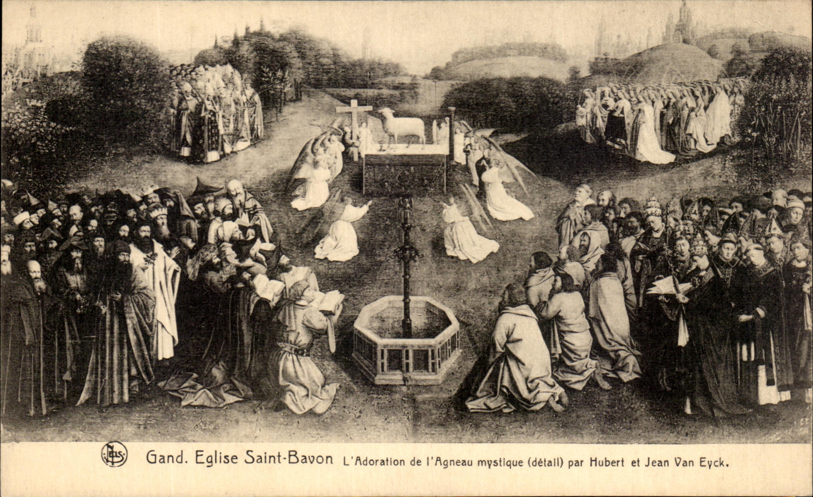 CPA Gand Eglise Saint Bavon L'Adoration de l'Agneau mystique par Hubert et Jean Van Eyck