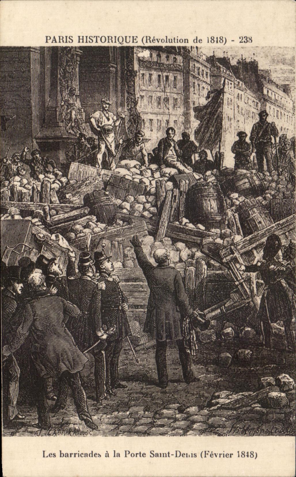 CPA Paris Historique Les barricades a la Porte Saint Denis Revolution de 1818 