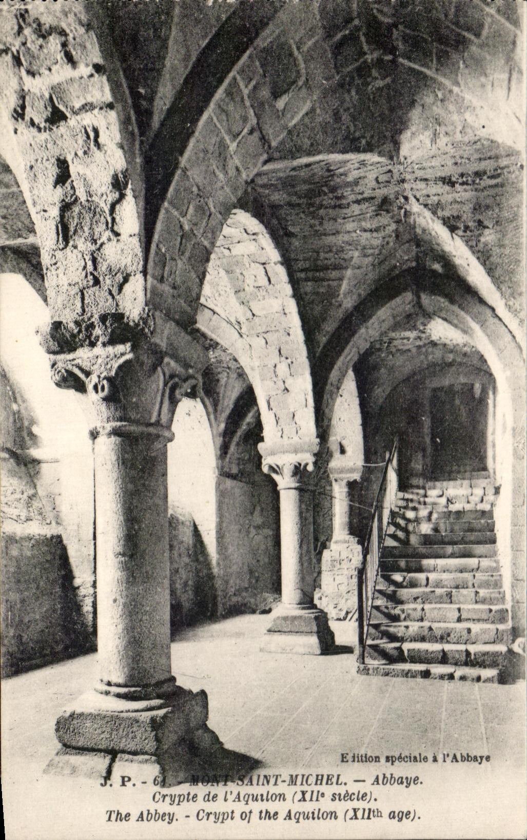 CPA Mont Saint Michel Abbaye Crypte de I'Aquilon