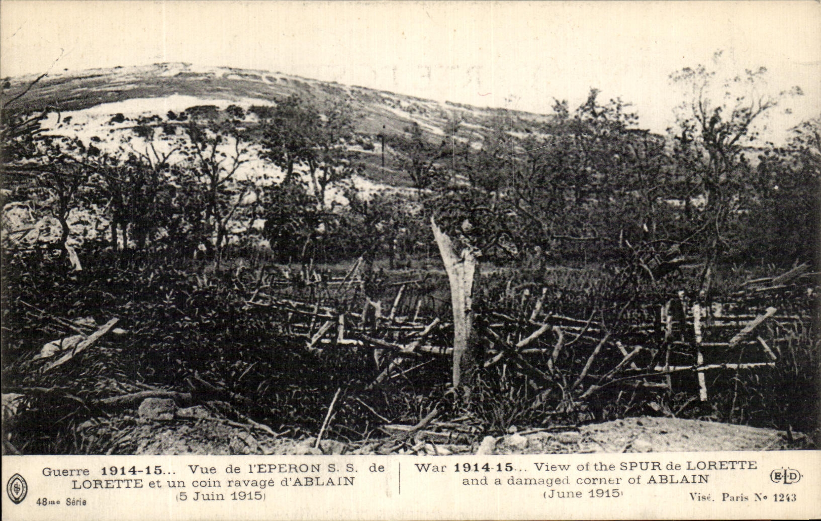 CPA Guerre Vue De l'Eperon Lorette Et Un Coin Ravage D'Ablain Militaria 