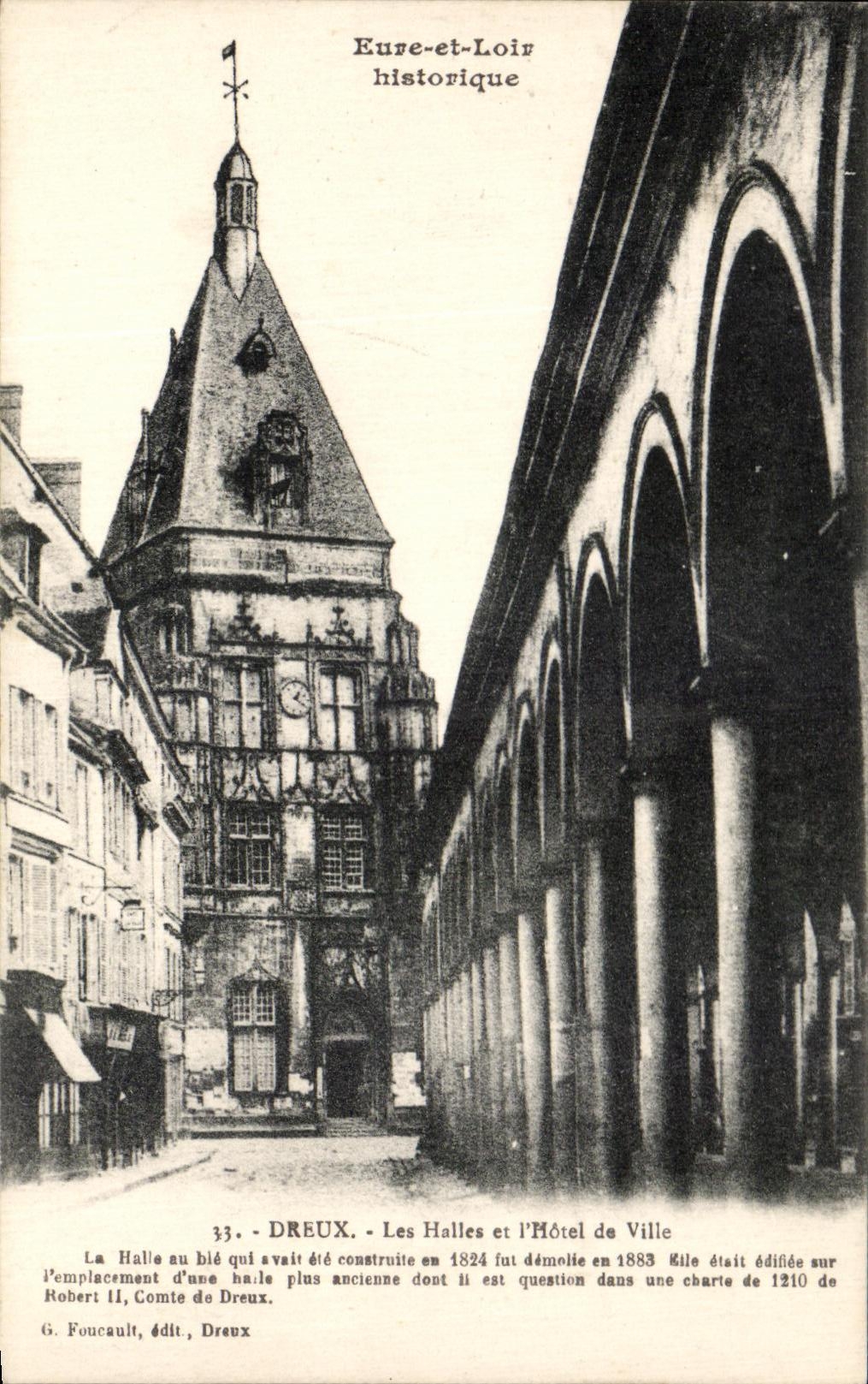 CPA Eure Et Loir Historique Dreux Les Halles Et l'Hotel De Ville