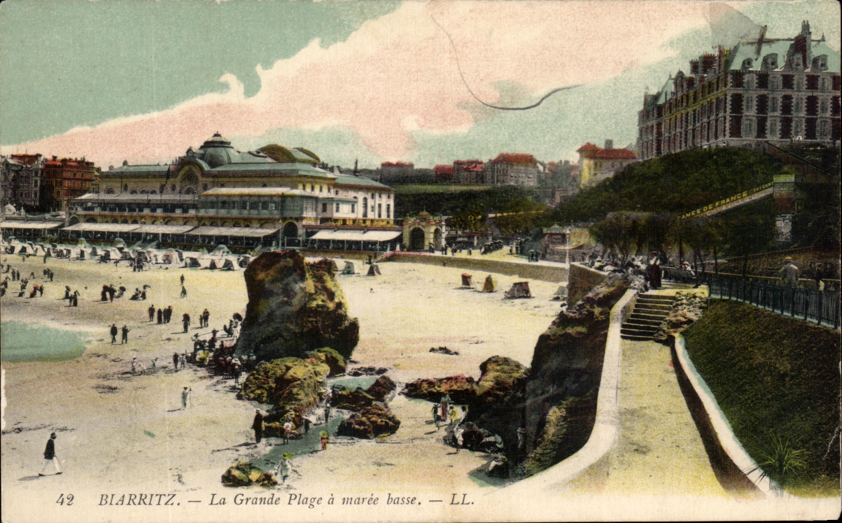 CPA Biarritz La Grande Plage a maree basse