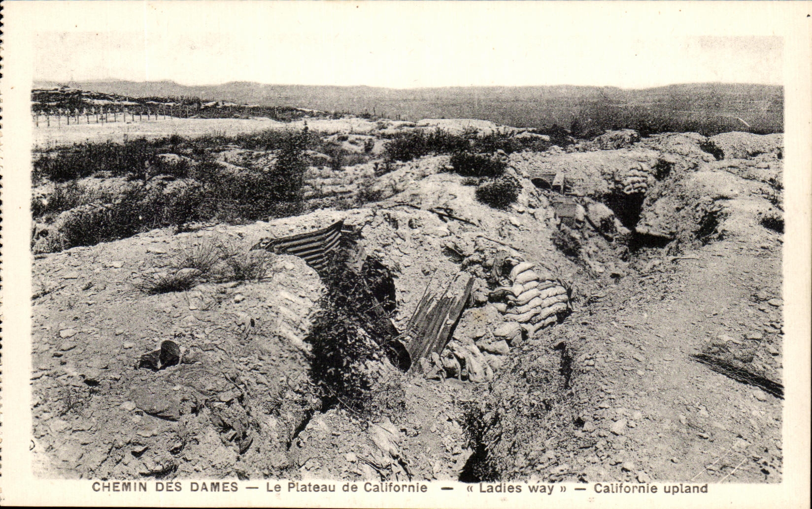 CPA Chemin des Dames Le plateau de Californie Militaria Tranchees