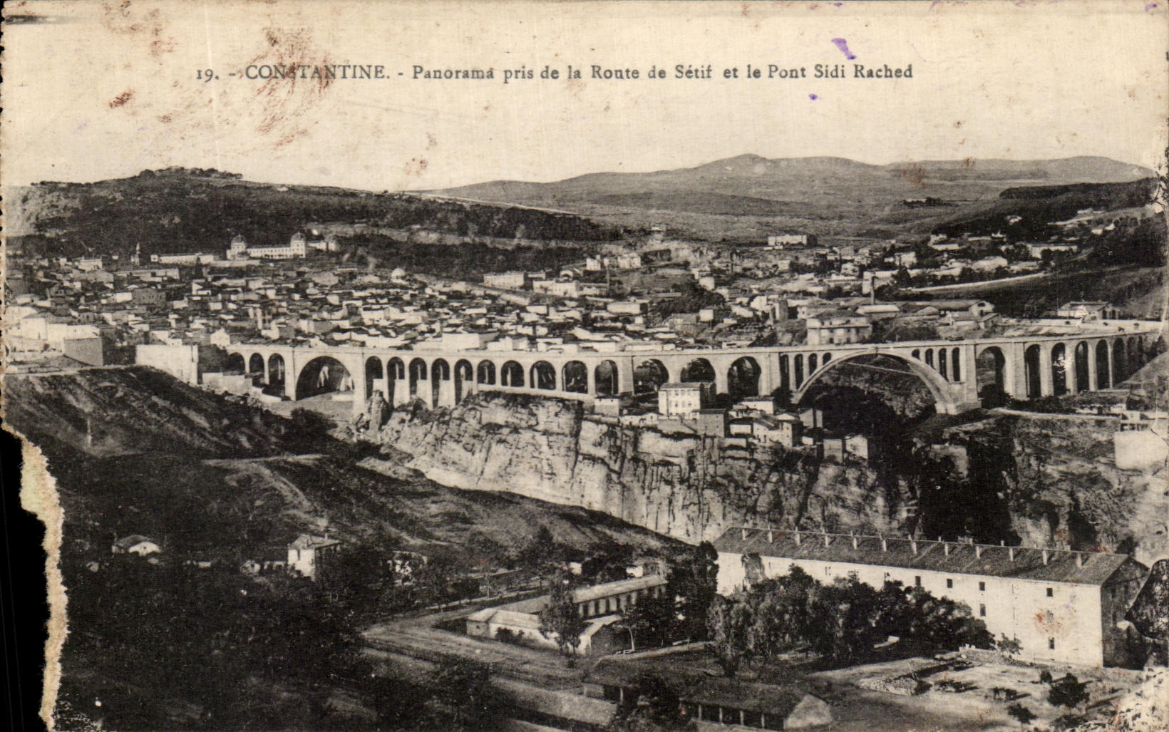 CPA Constantine Panorama Pris De La Route De Setif Et Le Pont Sidi Rached Algerie