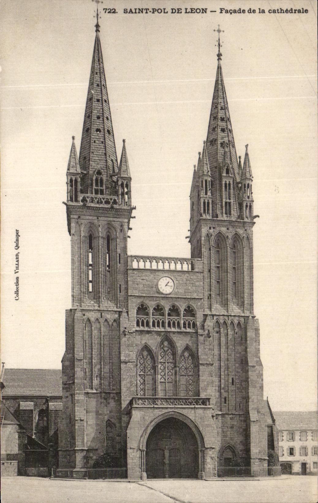 CPA Saint Pol De Leon Facade De La Cathedrale