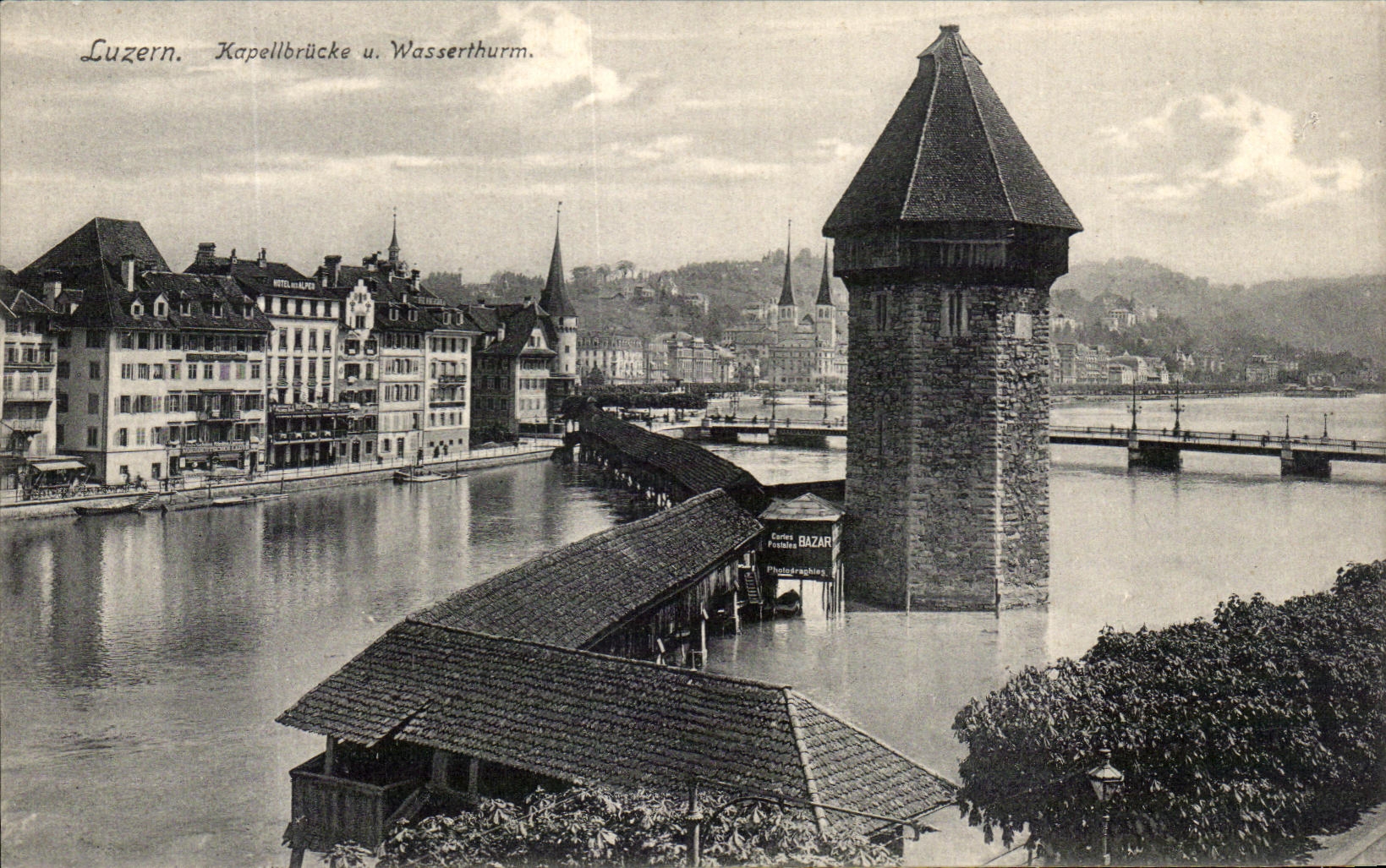 CPA Luzern Kapellbrucke Wasserthurm