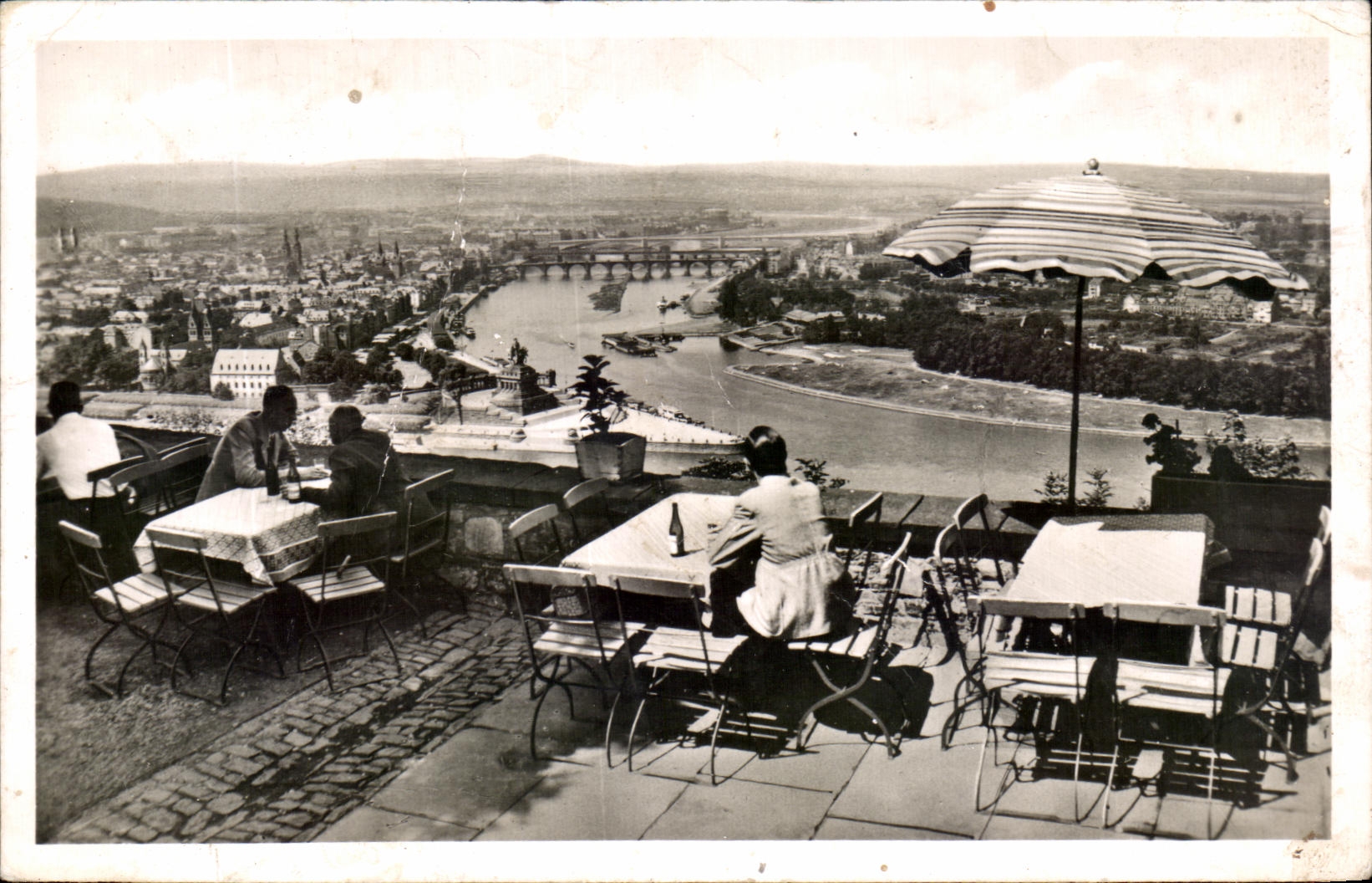 CPSM Koblenz Ehrenbreitstein am Rhien Blick von der Festungsschanke 