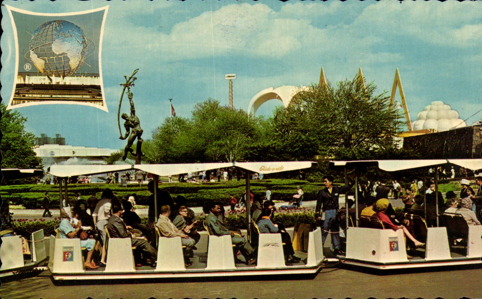 CPSM Glide A Ride Trains with Rocket Thrower in Background New York