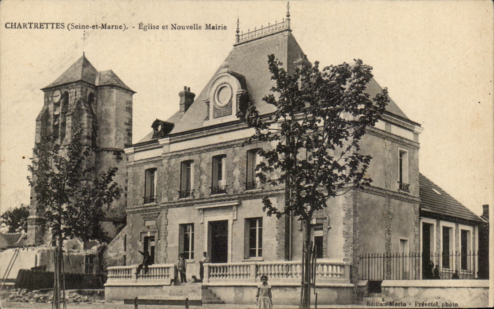 CPA Chartrettes Church And Nouvelle Town hall
