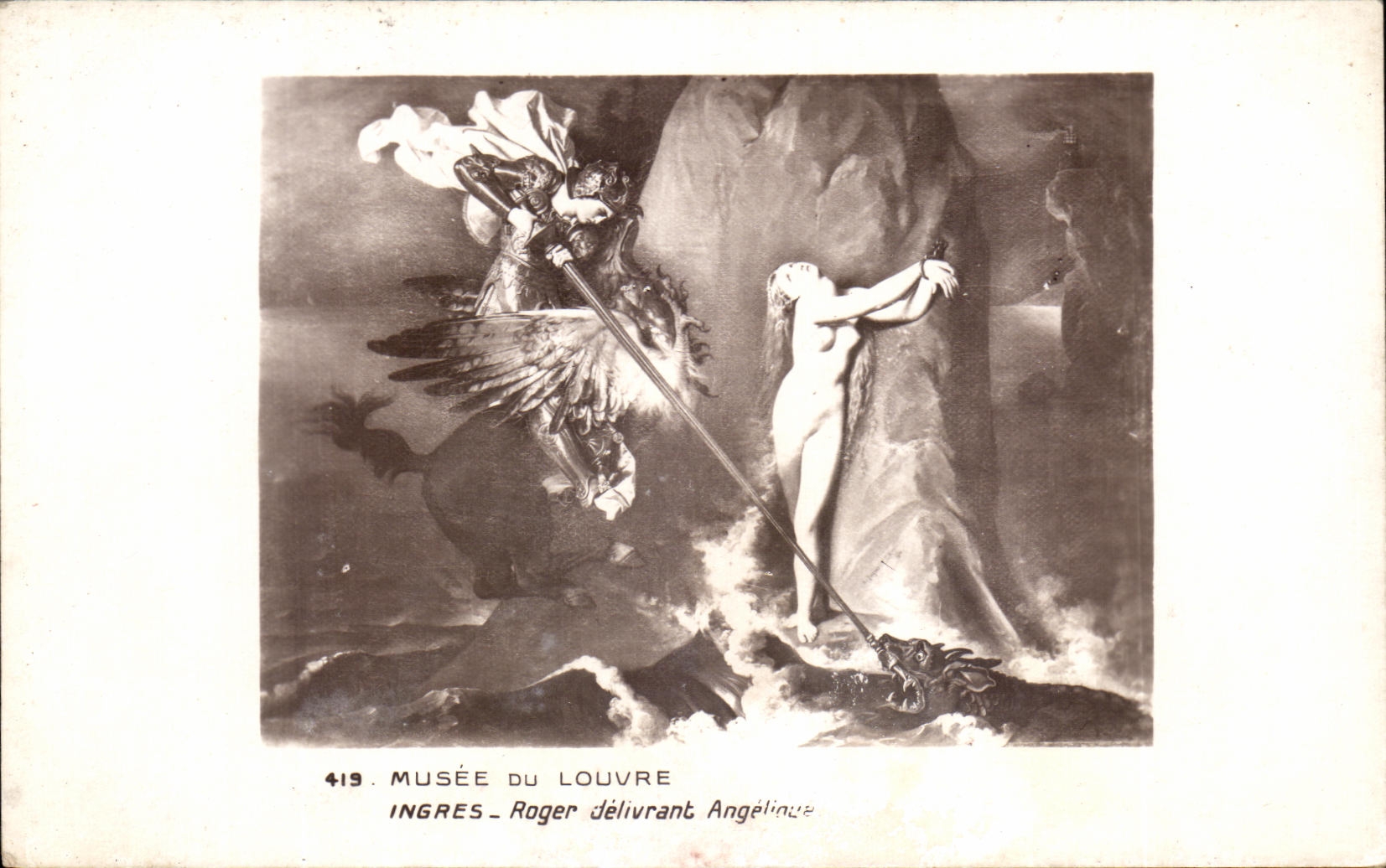 CPA Museum Of the Louvre Ingres Roger Delivering Angelica