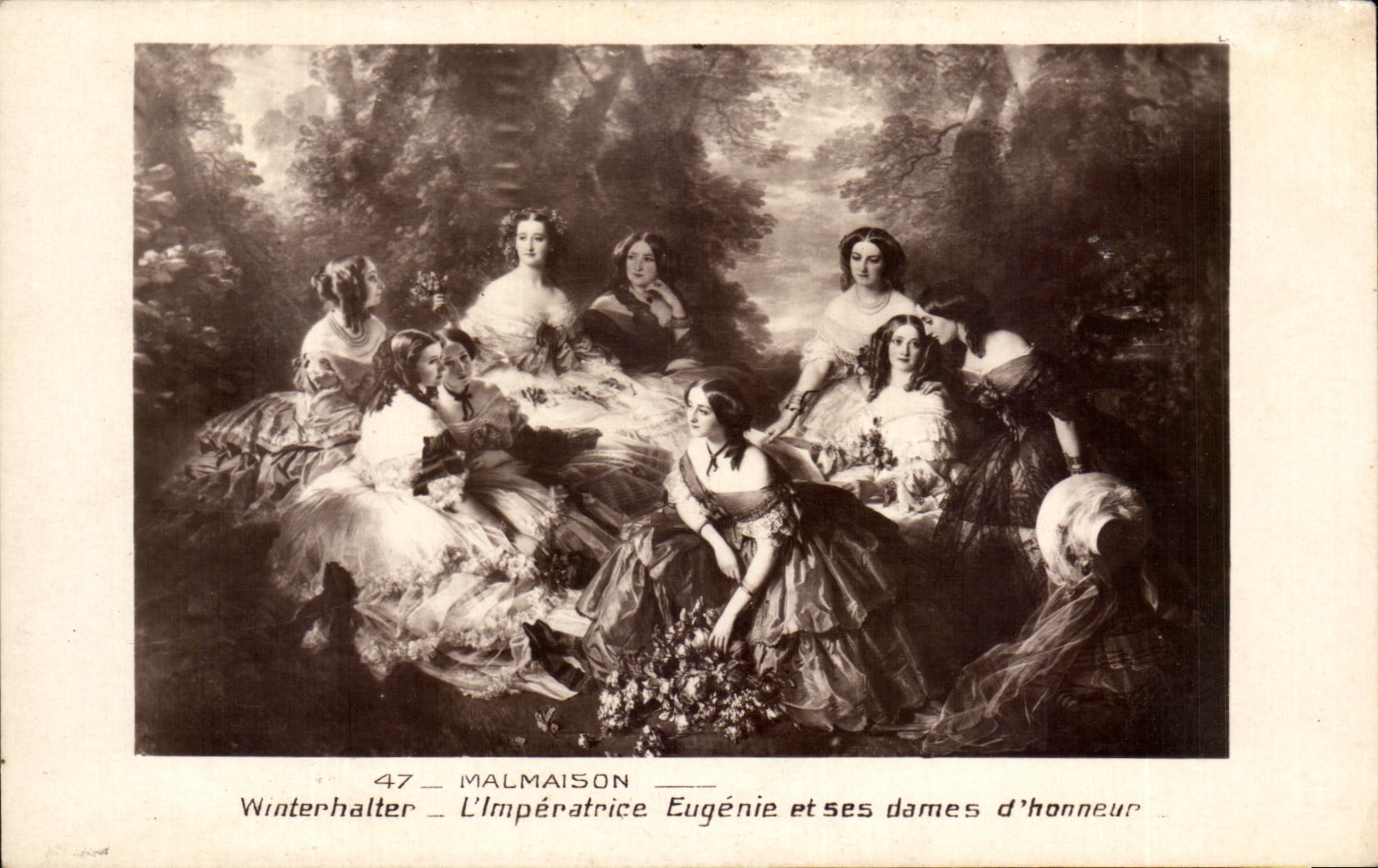 CPA Malmaison Winterhalterr the Eugenie Empress and her lady-in-waitings