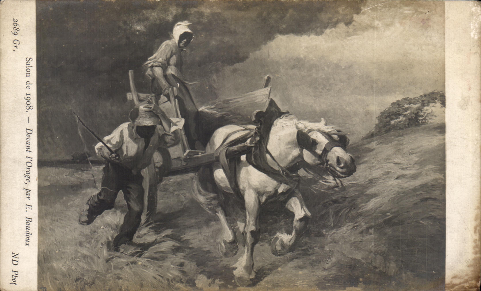 CPA Living room of 1908 Front the Storm By E Baudoux Horse