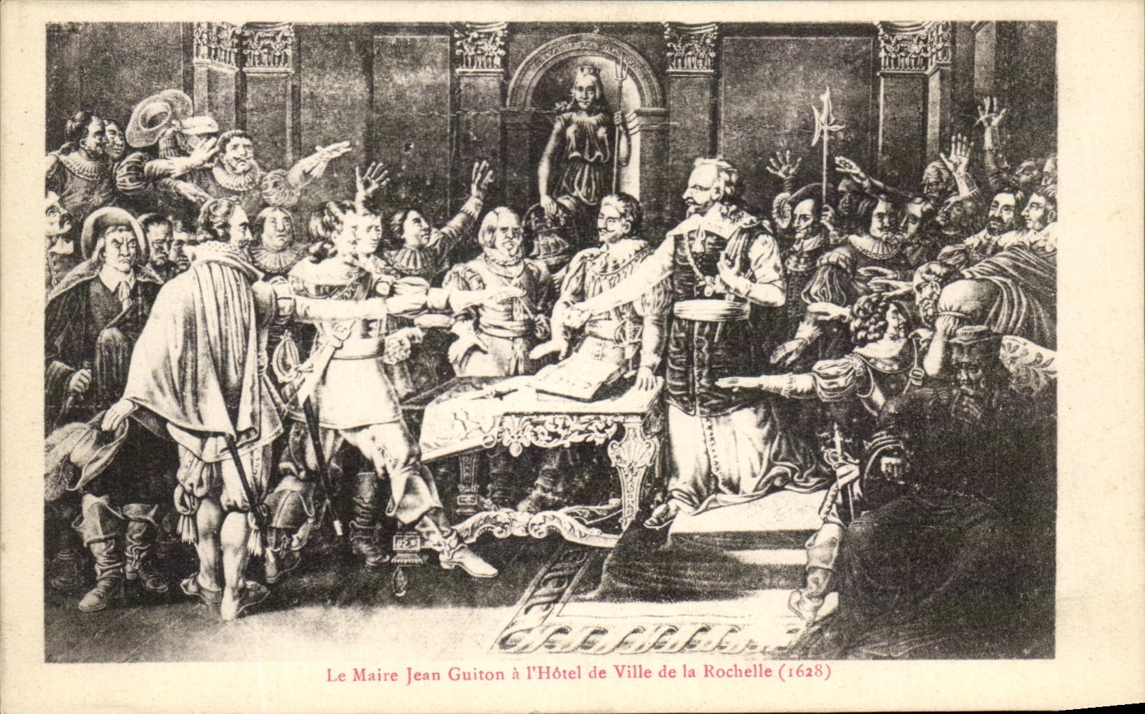 CPA the Mayor Jean Guiton with the Town hall of the La Rochelle