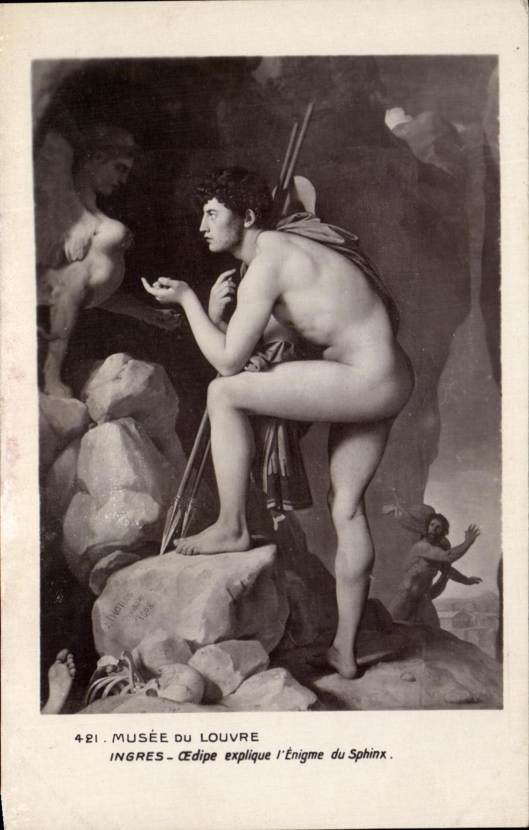 CPA Musee De Louvre Ingres Oedipus explains the enigma of the sphinx