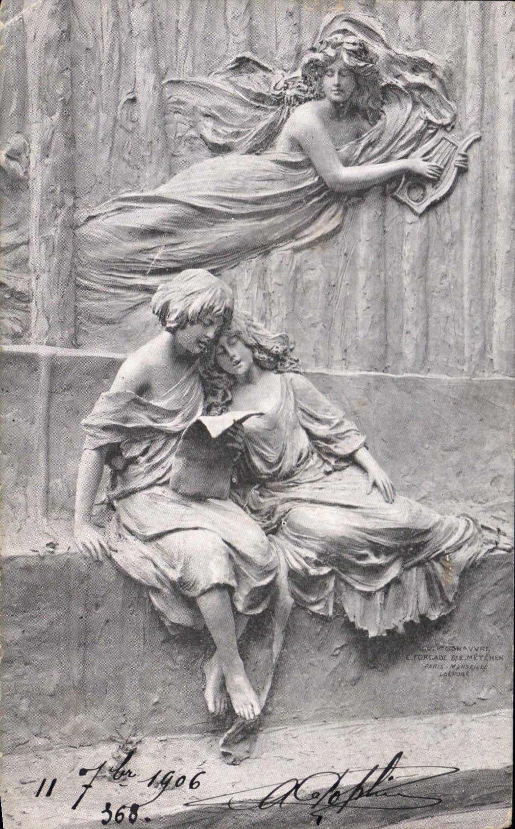 CPA Enfants Muse Lyre 