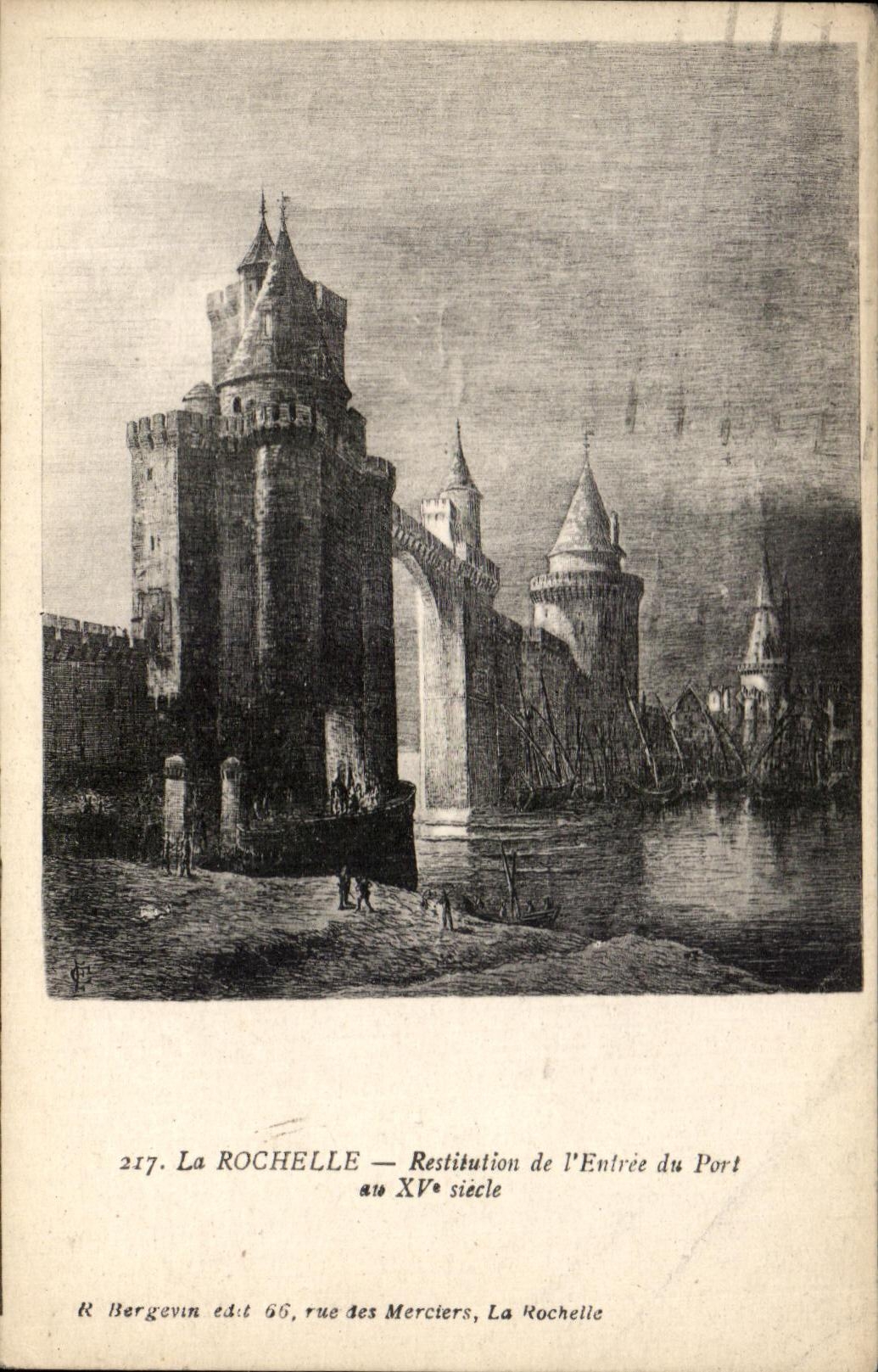 CPA La Rochelle Restitution of Entrance of Port XV Century