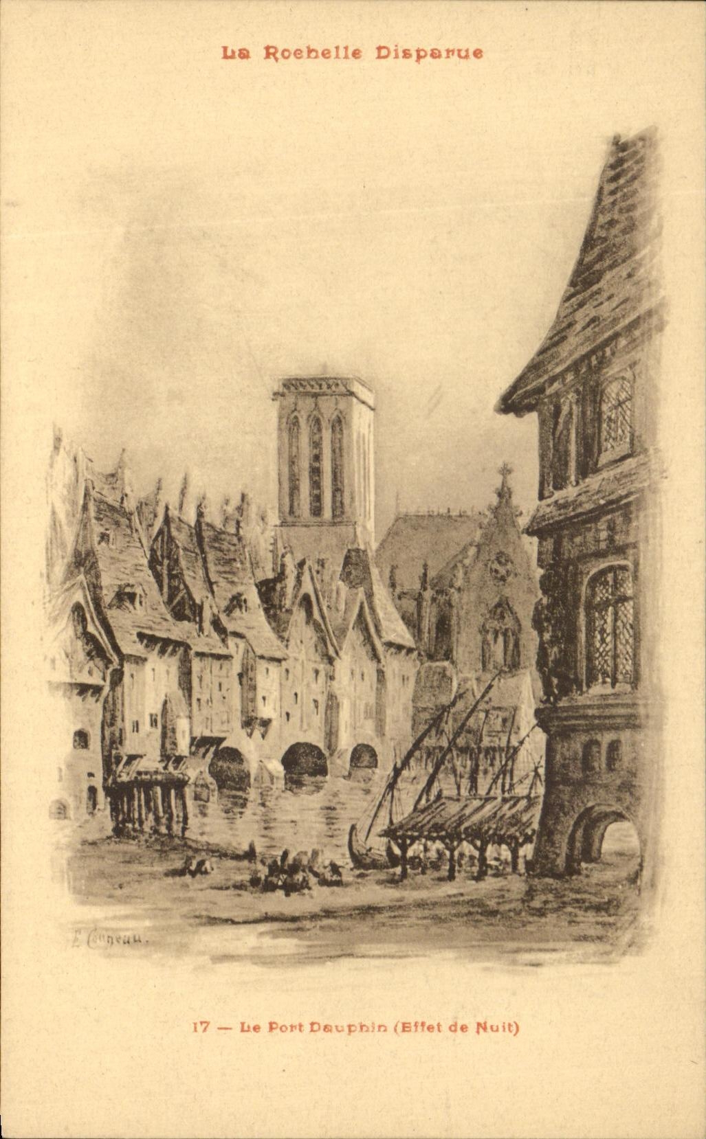 CPA La Rochelle Disappeared the Port Dolphin (Night effect)