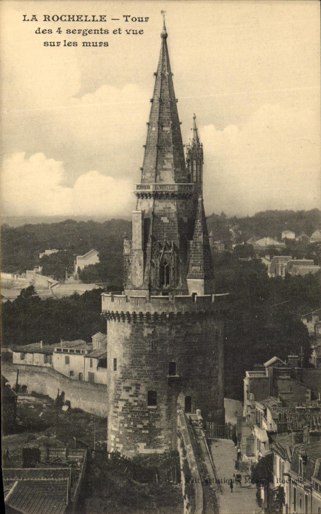 CPA La Rochelle la torre de los 4 sargentos y vistas en las paredes