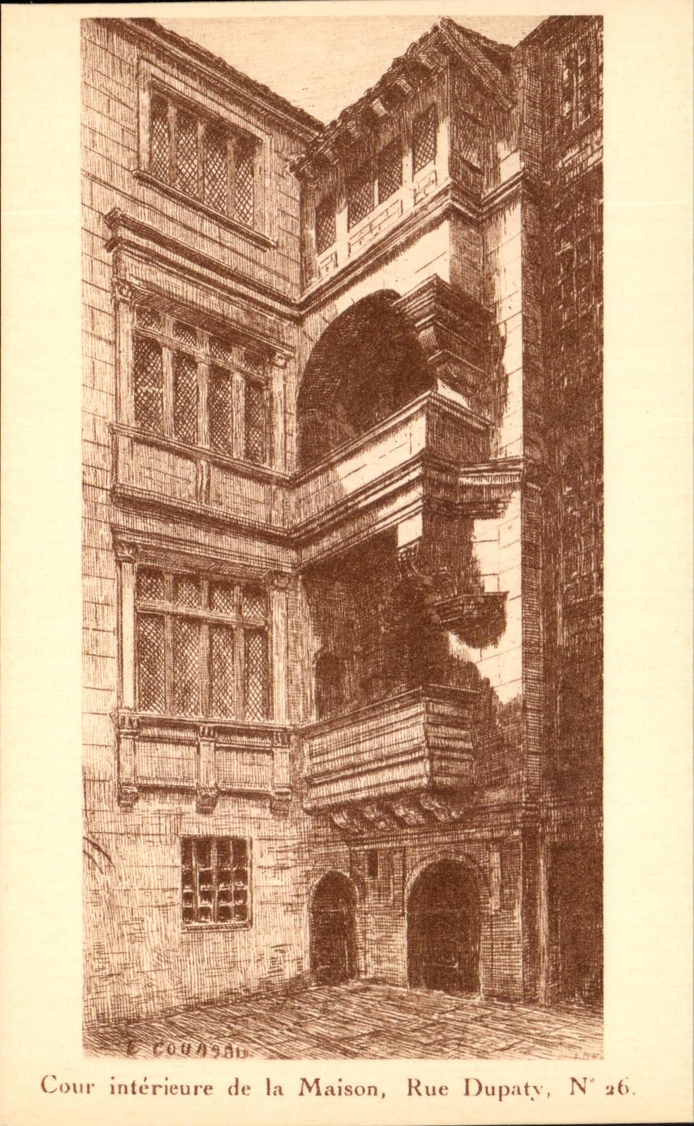 Corte interior de CPA de la calle Dupaty La Rochelle de la casa