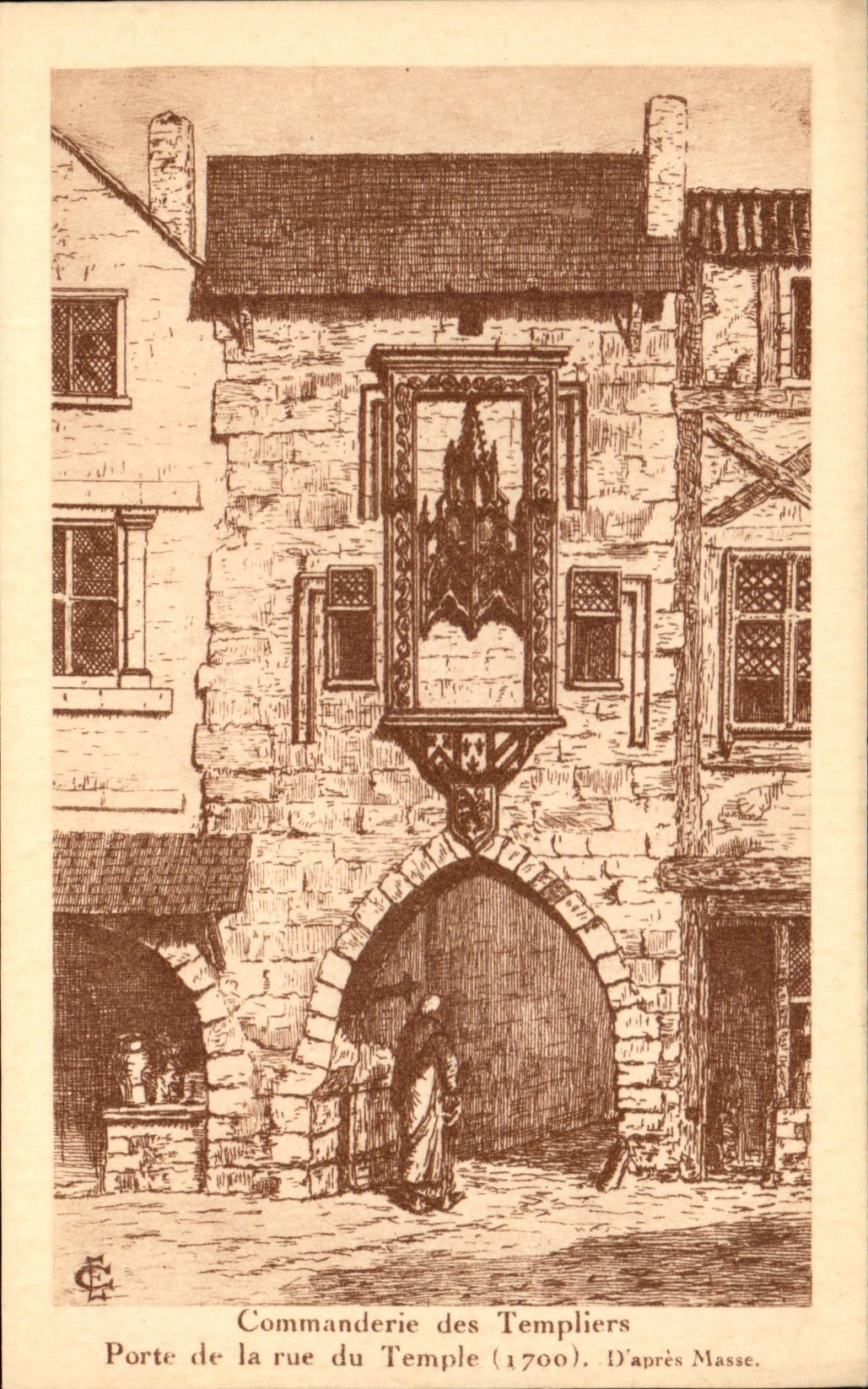 CPA Commanderie de la puerta de Templiers de la calle del templo La Rochelle 1700