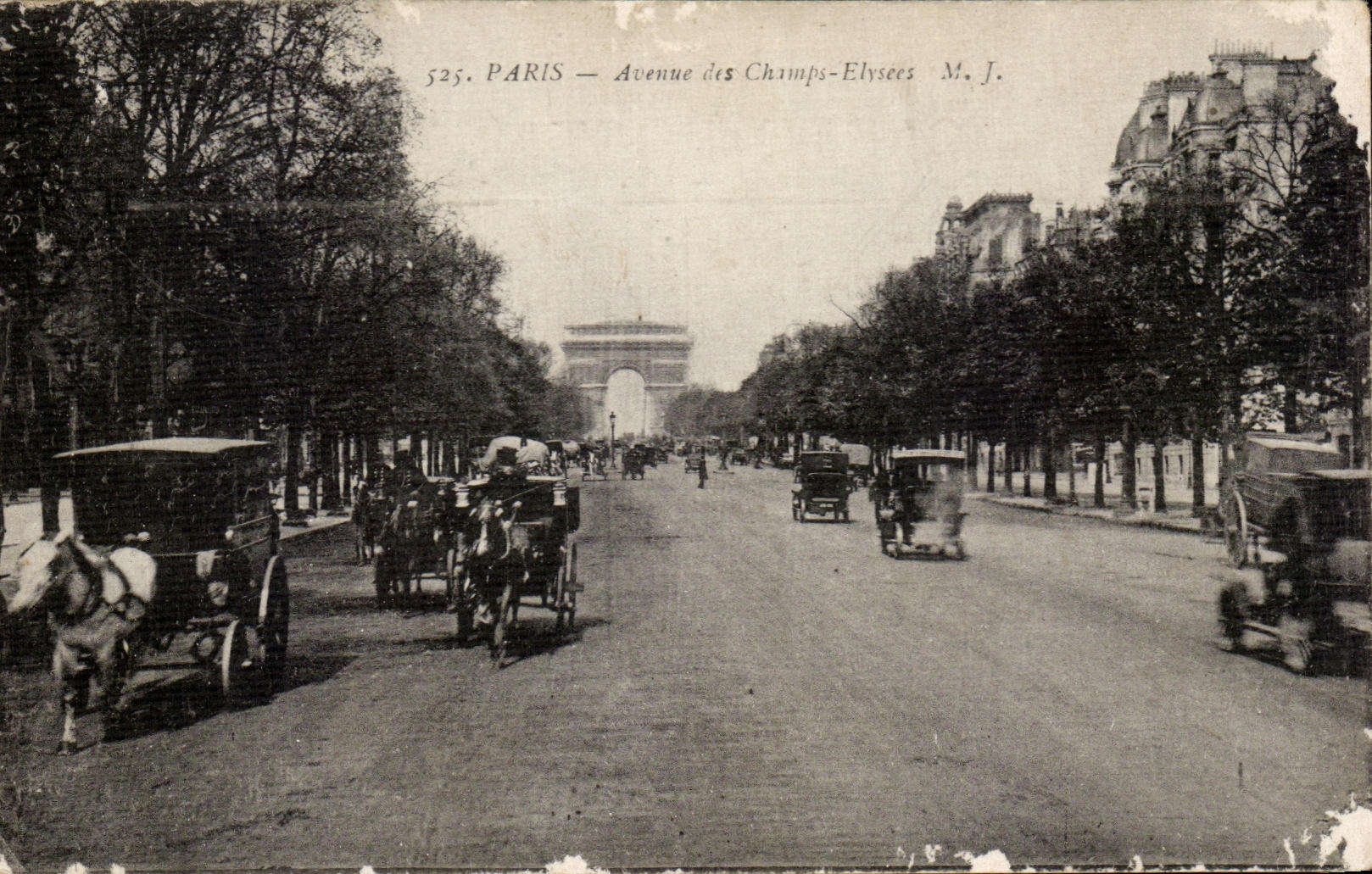 CPA Paris Avenue of the Fields Elysees Cars Arc de Triomphe