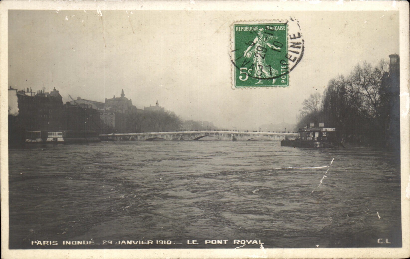 CPA Paris Inonde Janvier 1910 Inondations Le Pont Royal