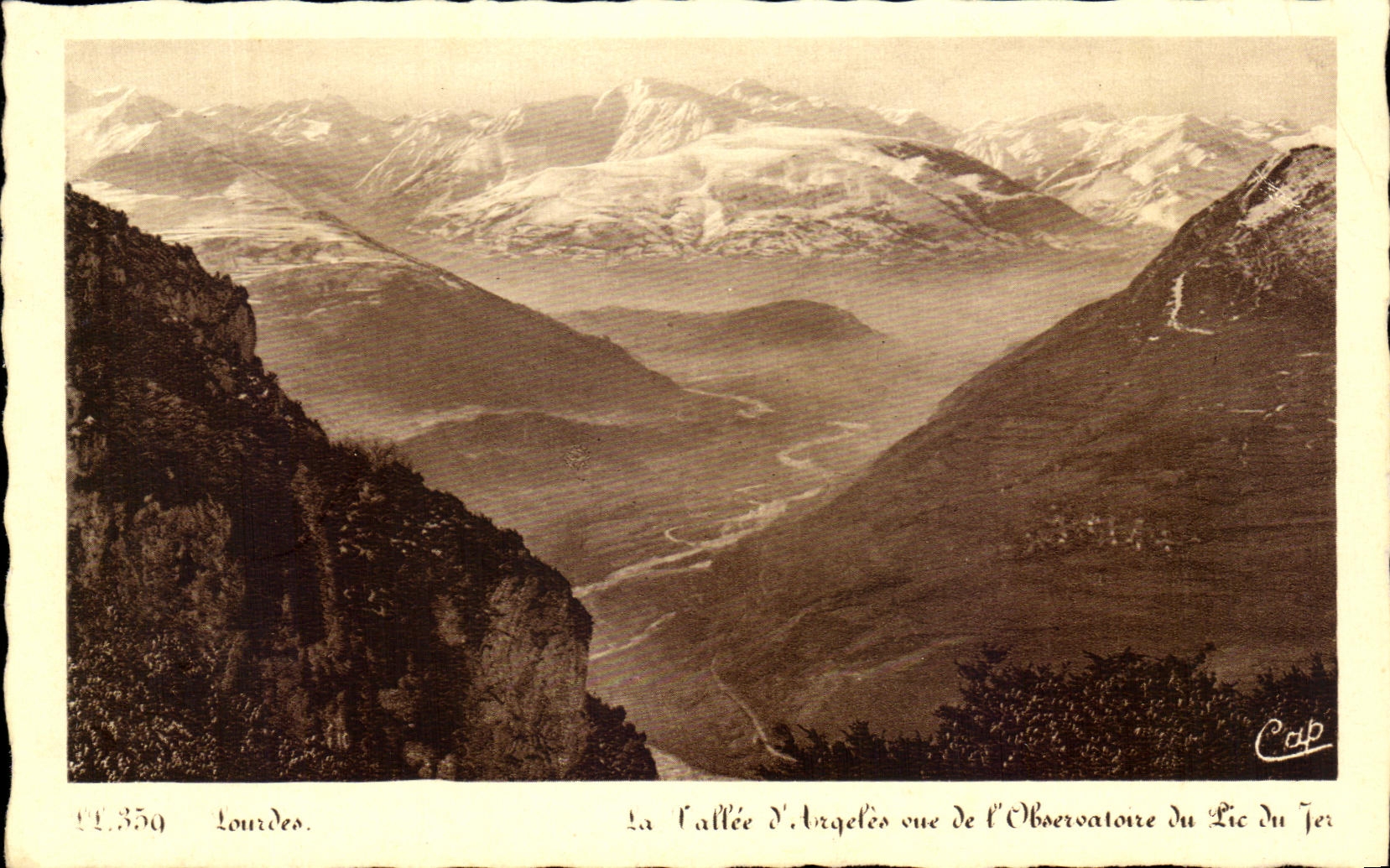 CPA Lourdes La valley of Argeles seen of the observatory of the Peak of Jer