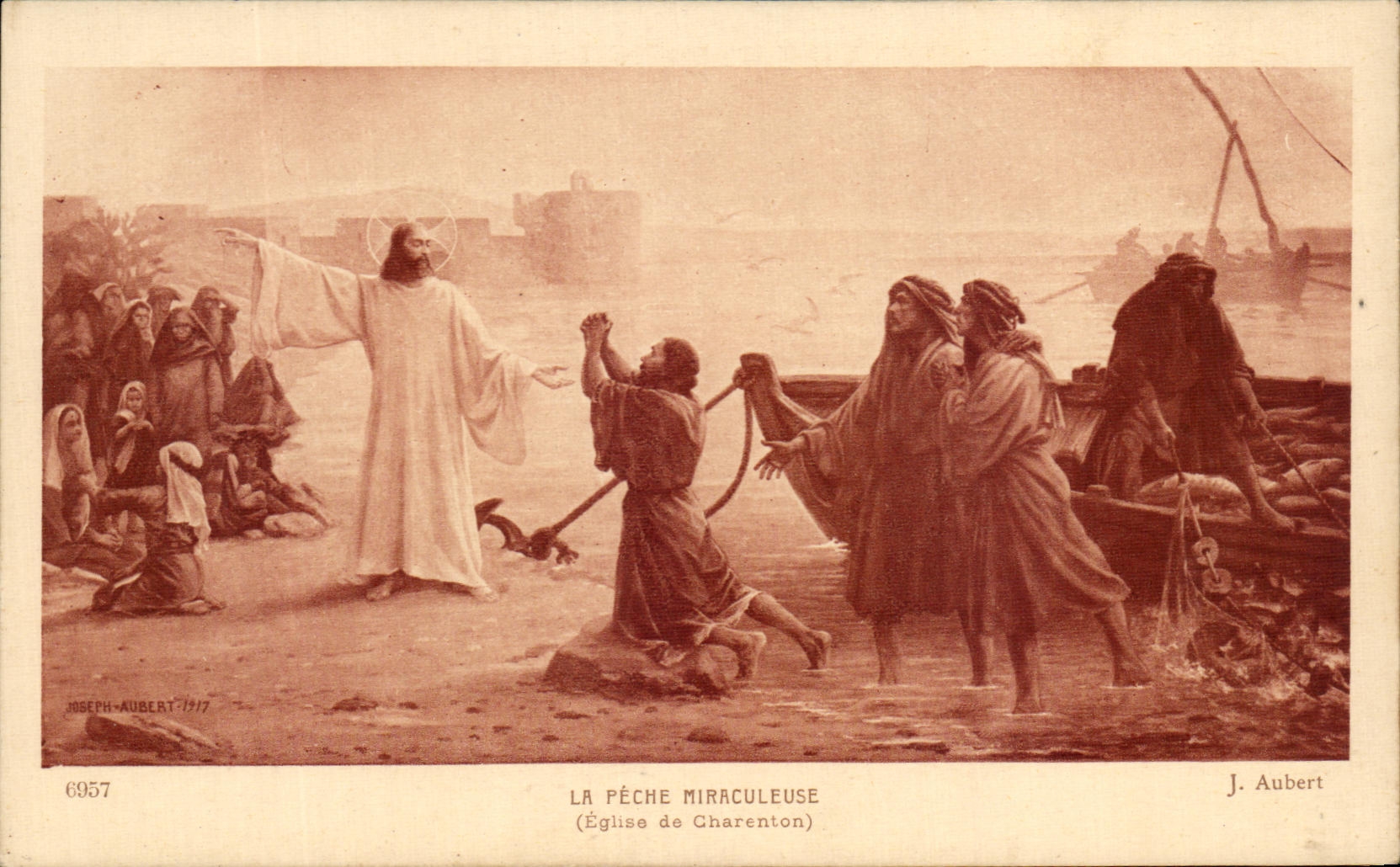 CPA La Peche Miraculeuse Eglise de Charenton Christ