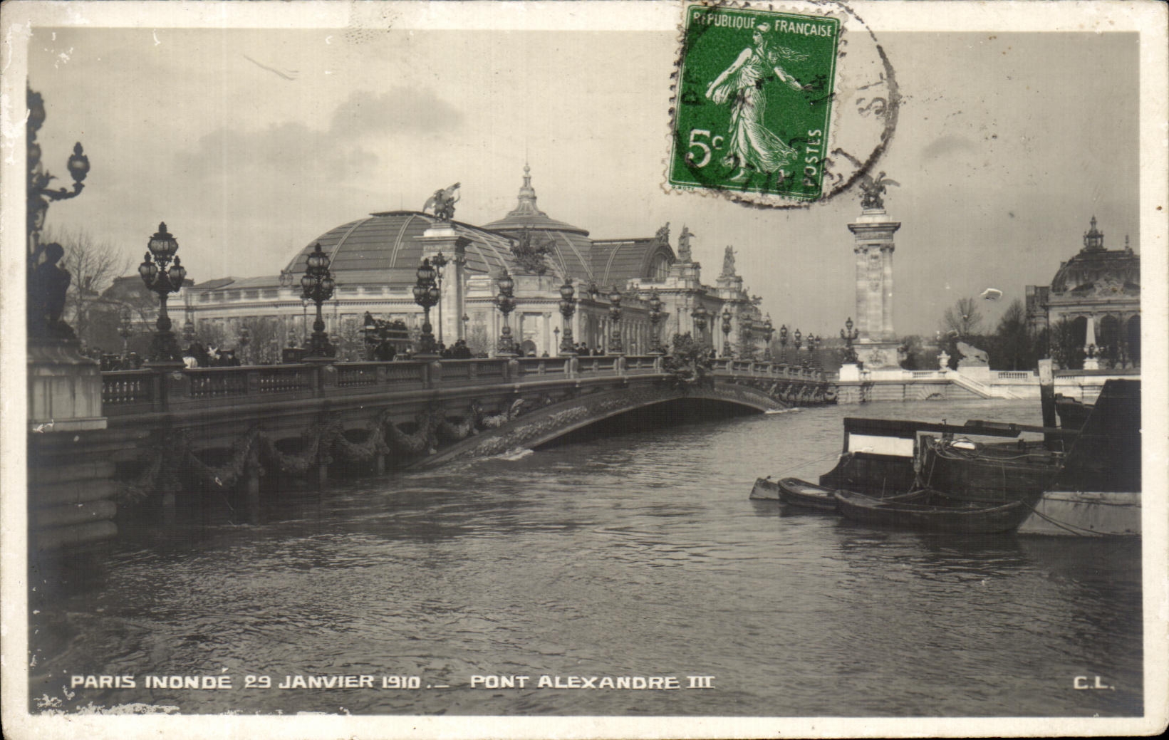 CPA Paris Inondations 1910 Pont Alexandre III
