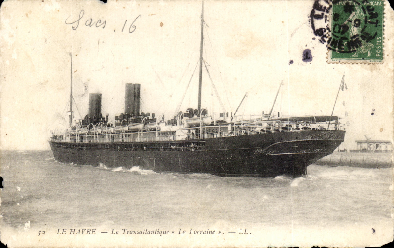 CPA Le Havre the Deck chair Lorraine Boat