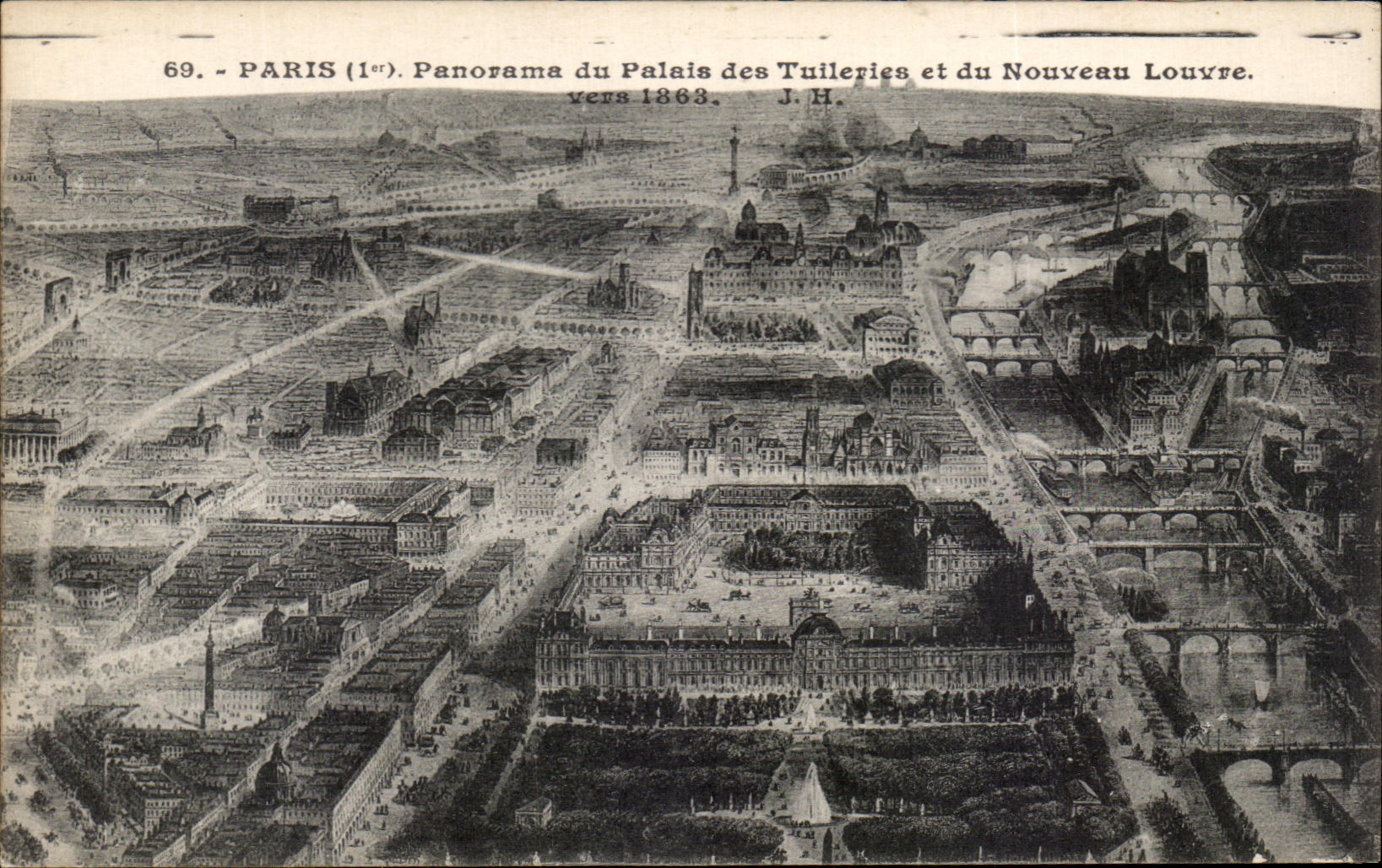 Panorama de CPA Paris del paladar de tileries y de la nueva lumbrera