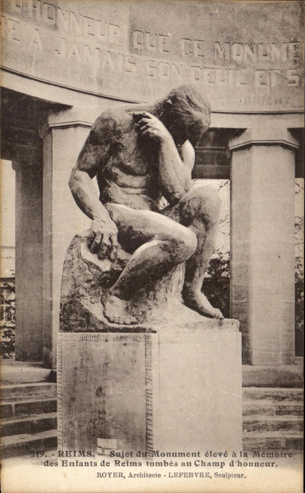 CPA Rheims Prone Of Monumet Raised To the Memory Of the Children Of Rheims Tombs To the Field