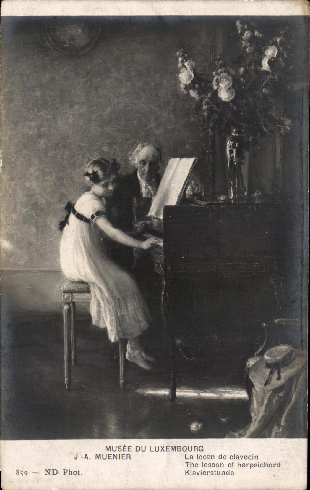 CPA Museum Of Luxembourg the lesson of Harpsichord Muenier Piano