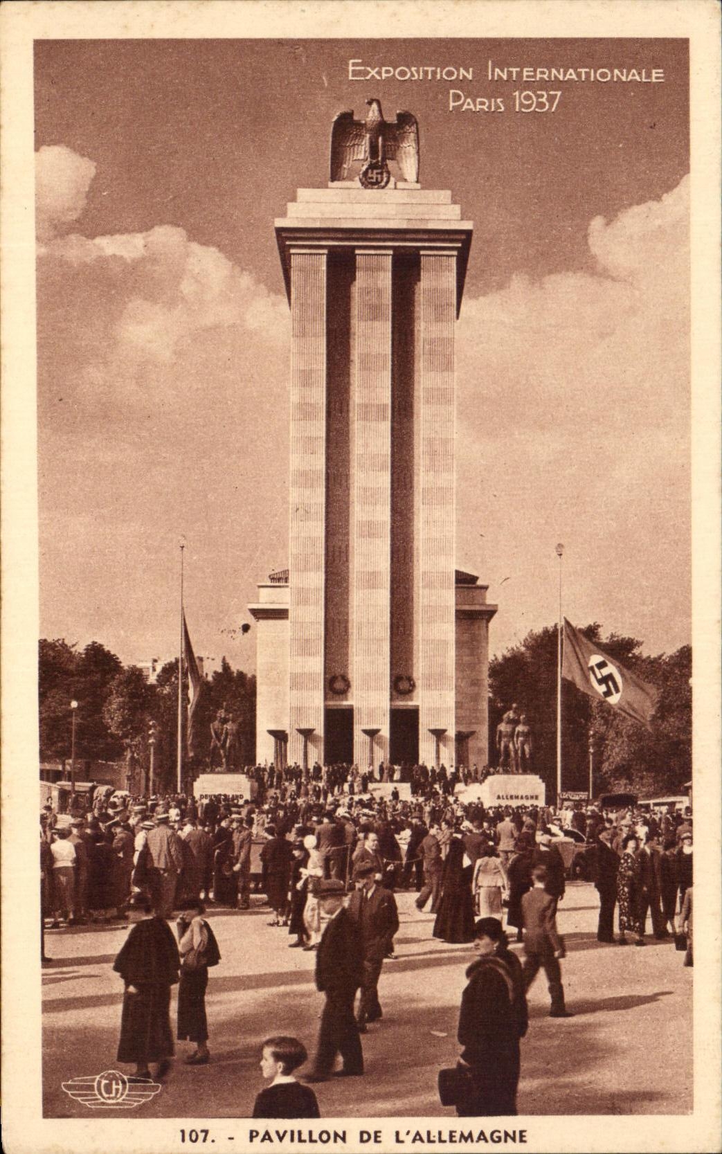 Casa internacional de CPA Expostition Paris 1937 del nazi de la bandera de Alemania