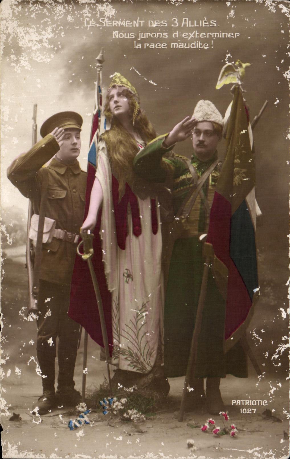 CPA the Oath Of the 3 Combine Militaria