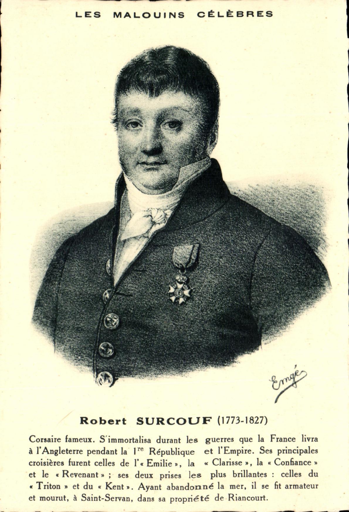 CPA the Famous Inhabitants of Saint Malo Robert Surcouf Corsaire celebrates Pirate