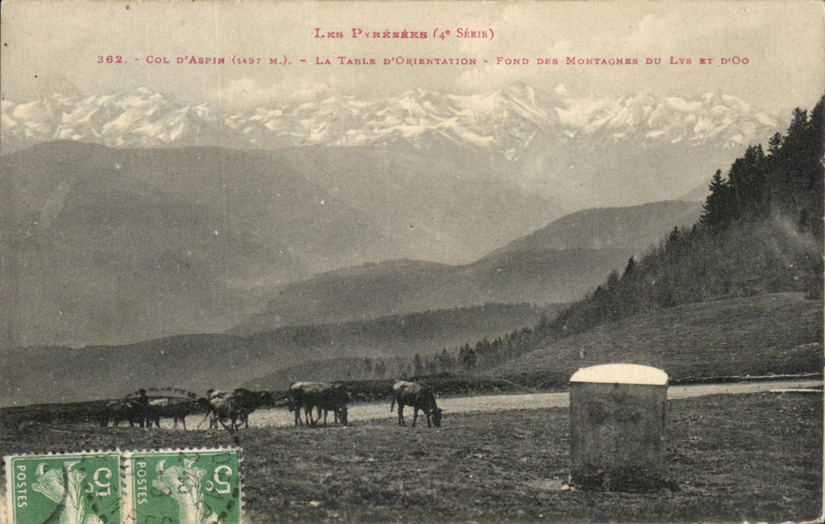 CPA Les Pyrenees Col d'Aurin La Table D'Orientation Fond des Montagnee du Lay et d'Oo