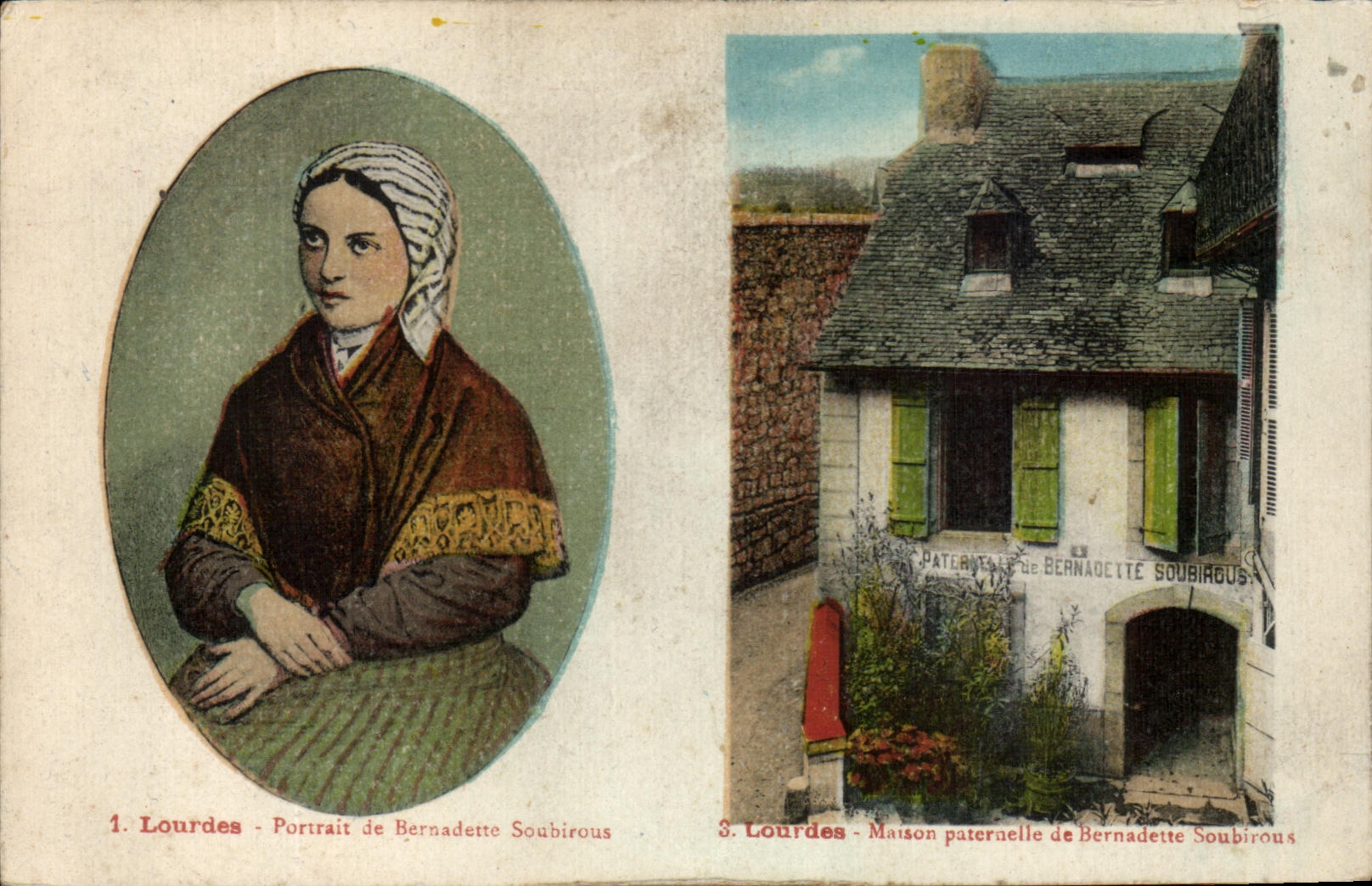 CPA Lourdes Portrait of Bernadette Soubirous Lourdes Paternal House of Bernadette Sobirous