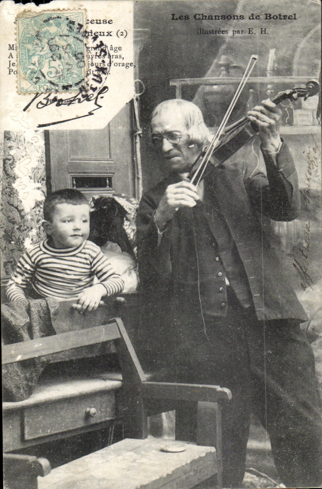 CPA Les Chansons de Botrel Violon