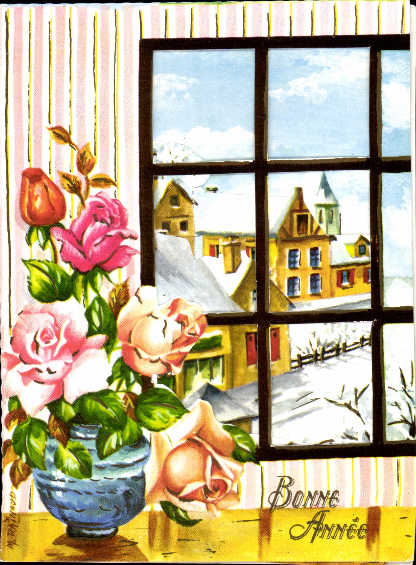 CPM Fantaisie Bonne annee Fleurs