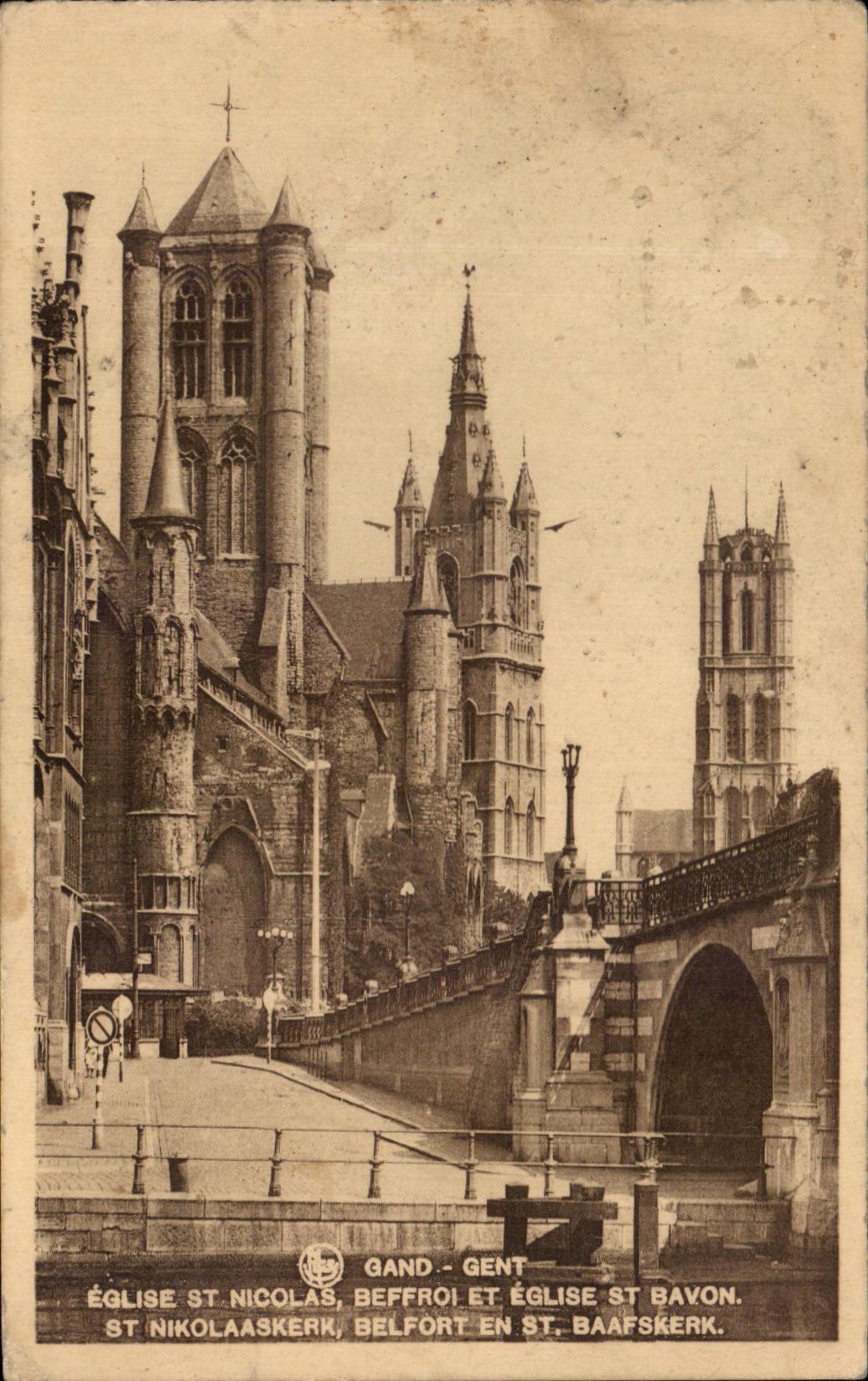 CPA Gand Gent Eglsie St Nicolas Beffroi Et Eglise St Bavon