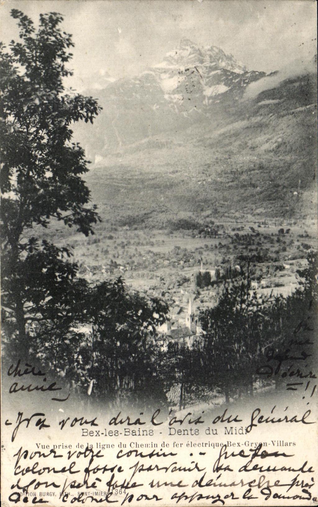 CPA Bex les Bains Dents du Midi Vue prise de la ligne de chemin de fer electrique Bex Gryan Villars